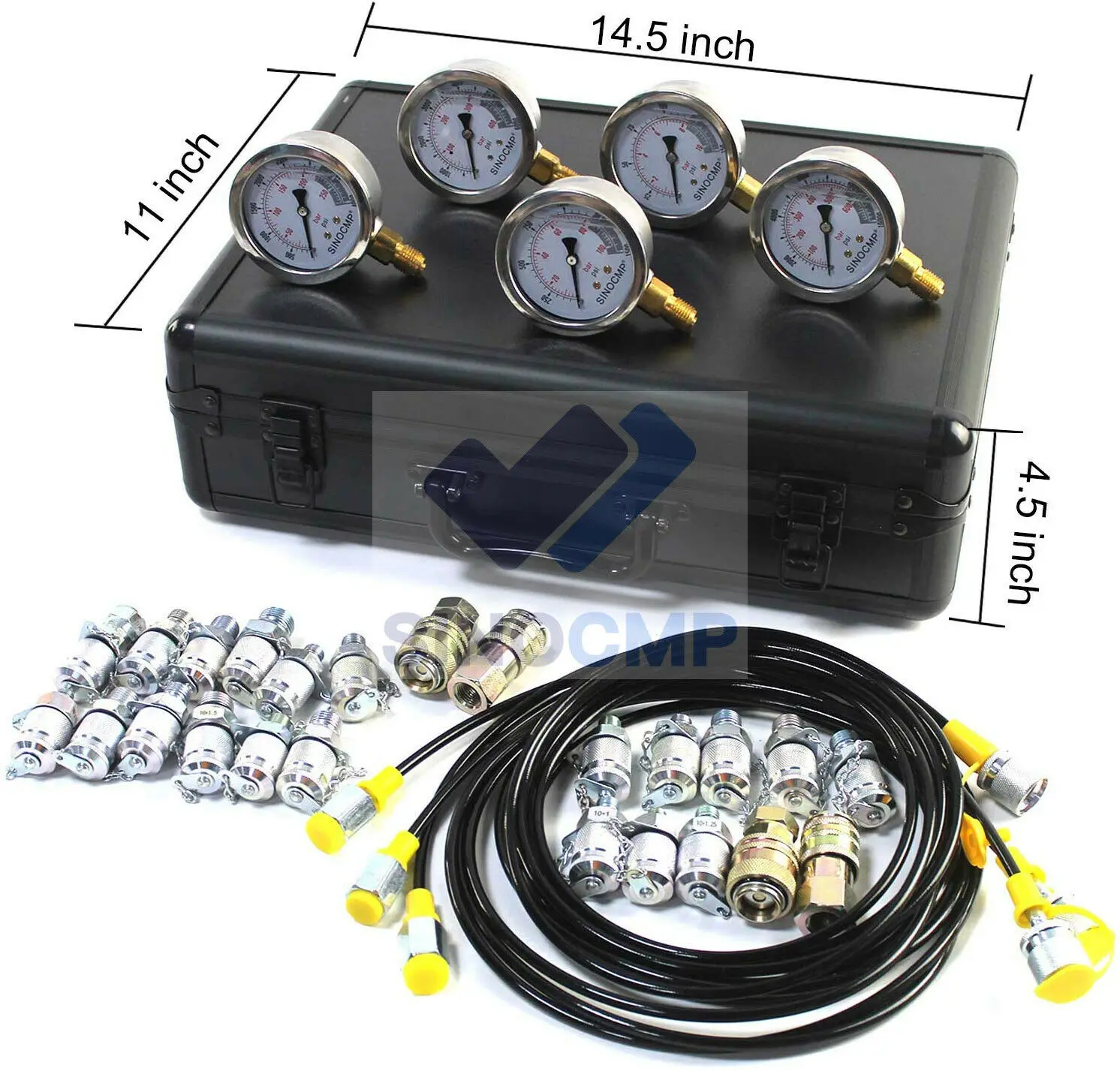 5 Gauge 24 Couplings Hydraulic Pressure Test Kit Quick Connector for CAT Komatsu Excavator Diagnostic Tool,  2 year warranty