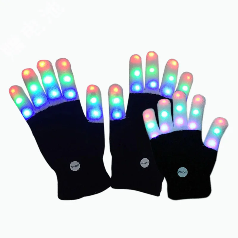 Wecute Glowing Glove Colorful Glitter Glove Entertainment Black and White LED Night Glowing Child & Adult Warm Glove for Cycling