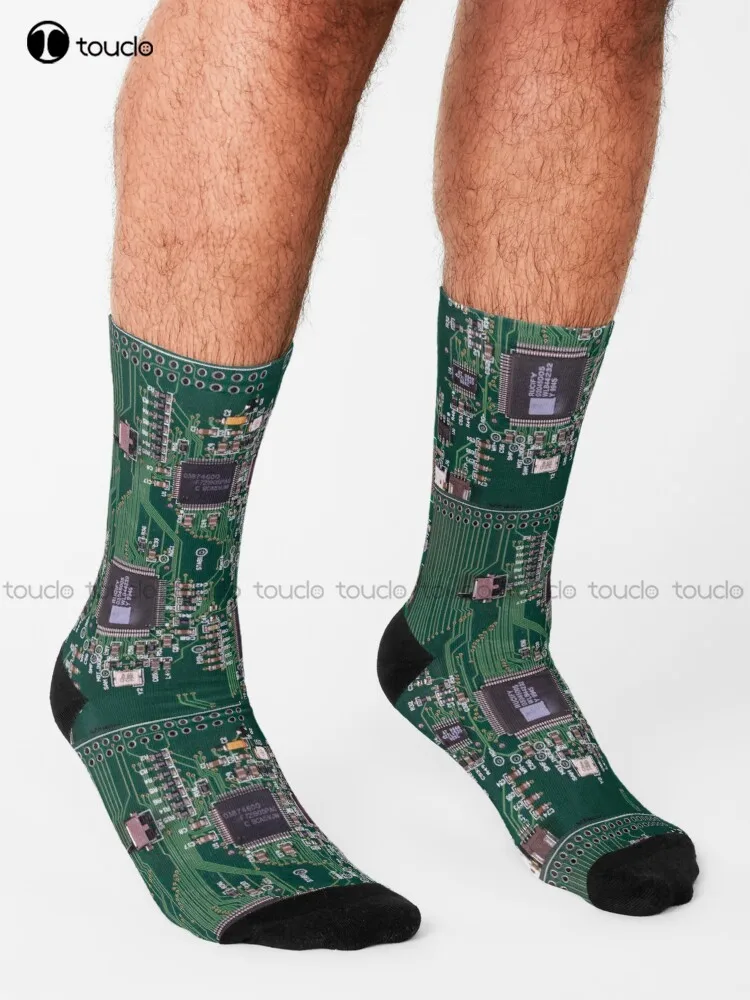 Green Technology Wonderful Electronic Board Socks Softball Socks Personalized Custom Unisex Adult Teen Youth Socks Fashion New