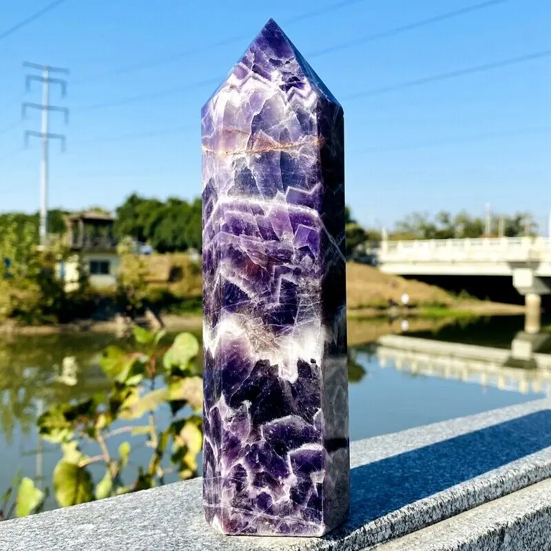 Large Natural Dream Amethyst Point Natural Crystal Chakra Healing Tower