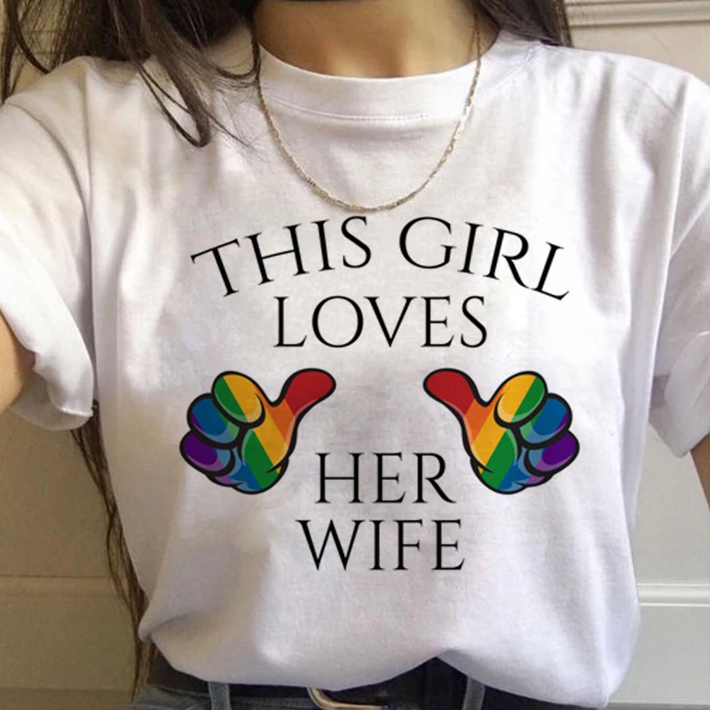 Lgbt Rainbow Harajuku T Shirt Women Gay Pride Ullzang 90s T-shirt Lesbian Graphic Funny Print Tshirt New Fashion Top Tees Female