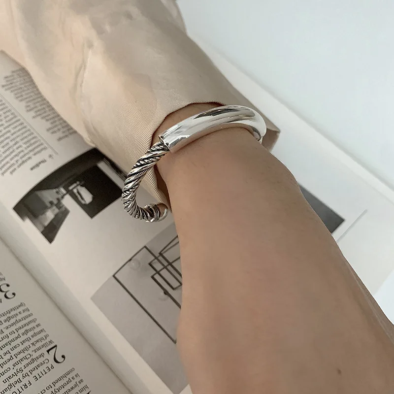 Mewanry Silver Color Couples Bracelet for Women New Trend Vintage Punk Rock Party Twist Jewelry Birthday Gifts Wholesale