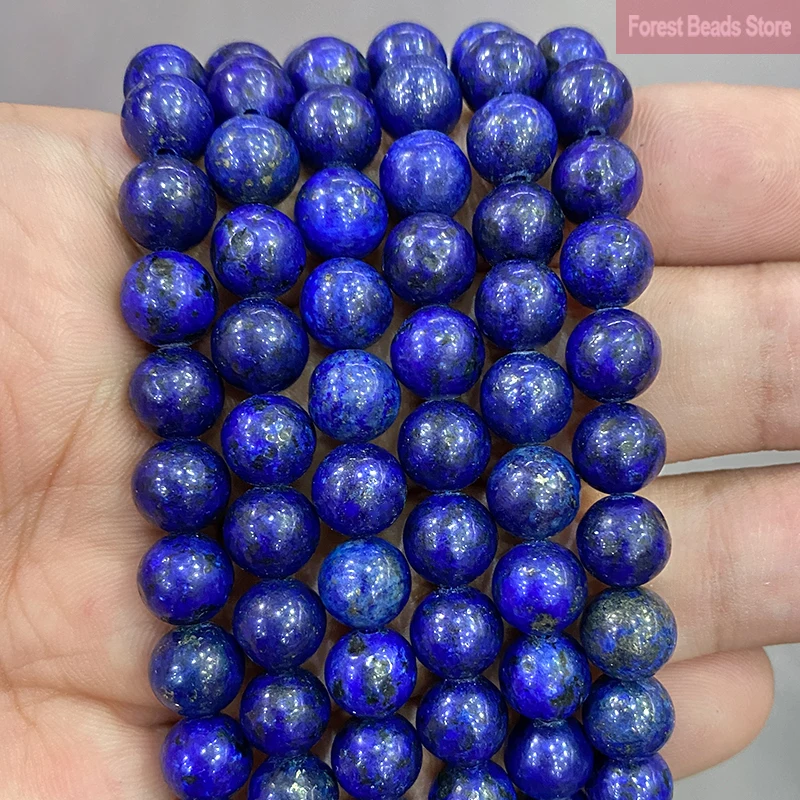 Natural Stone Beads Lapis Lazuli Stone Loose Round Beads for Jewelry Findings Diy Bracelet Necklace 15\