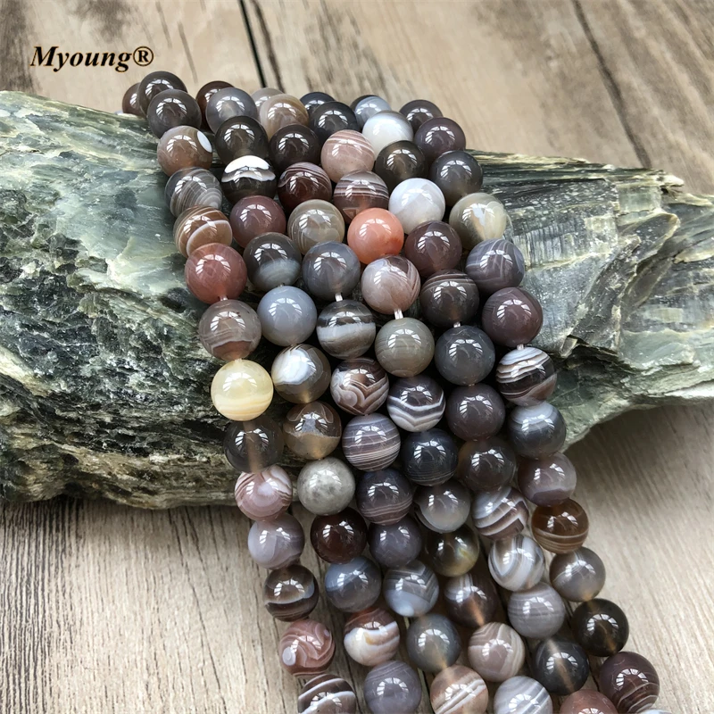 Wholesale Natural Stone Botswana Agates Round Loose Beads For DIY Jewelry Braceet Necklace Making MY210553