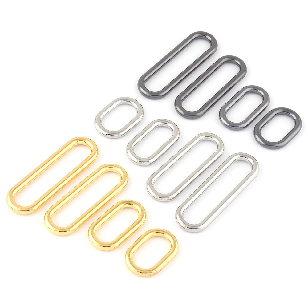 20-50mm Gold Metal Slide Oval Loop Ring Strap Buckle Purse Webbing Bag Leather Craft Handbag Making Hardware Supplies DIY 4 Pcs