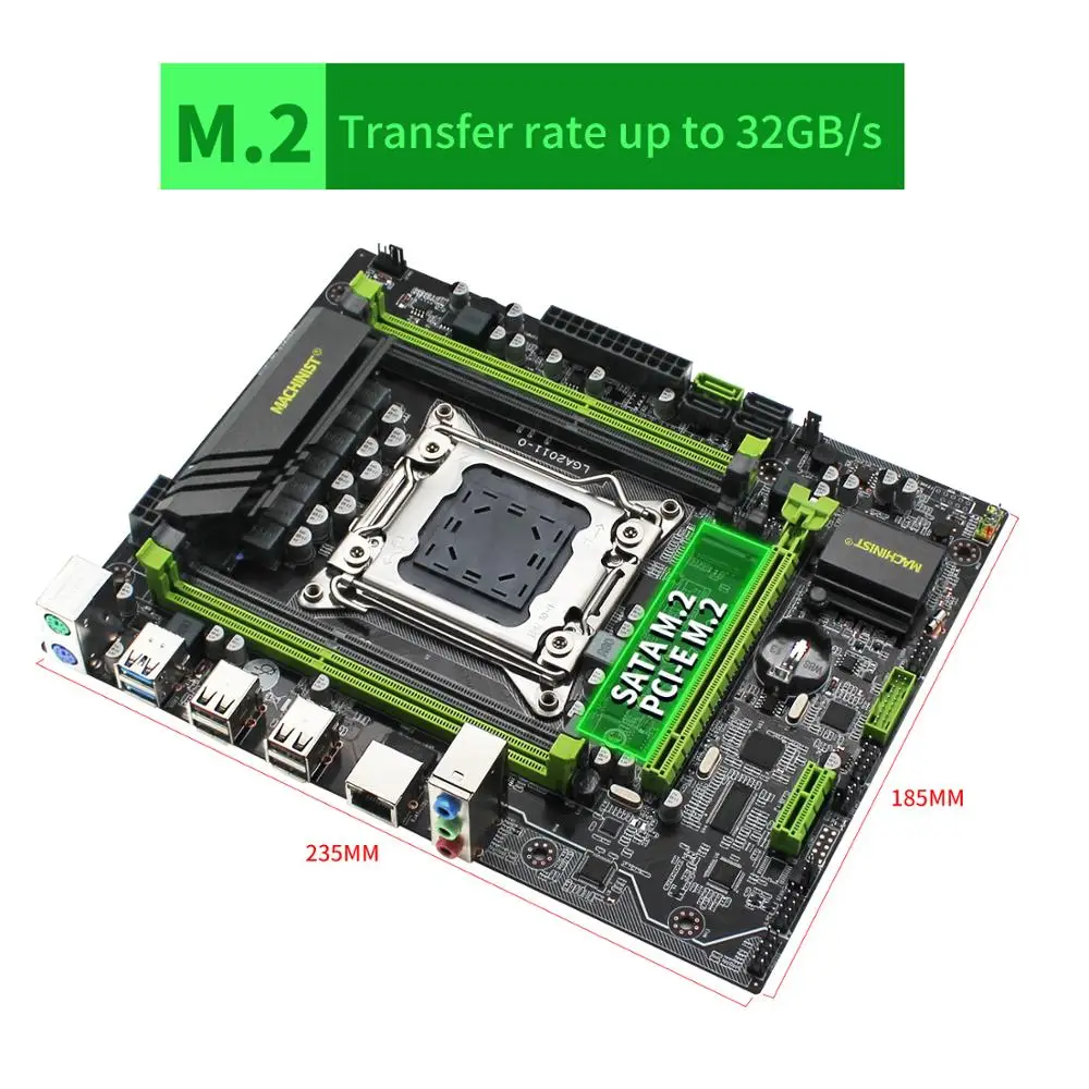 Masinis X79 Motherboard Mendukung LGA 2011 Xeon E5 Seri CPU Prosesor DDR3 ECC RAM SATA NVME M.2 Empat Saluran USB 3.0 SATA 3.0