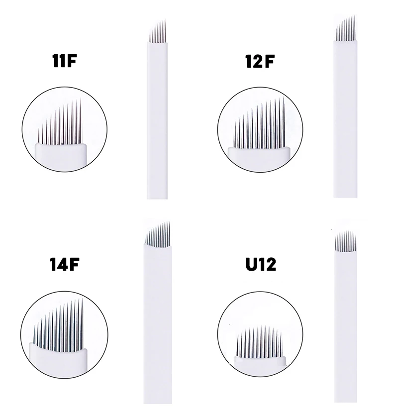 50 sztuk Microblading Tebori Blades igły igły do tatuażu igła do makijażu permanentnego 7/9/11/12/14/18/21 ręczne ostrza do brwi