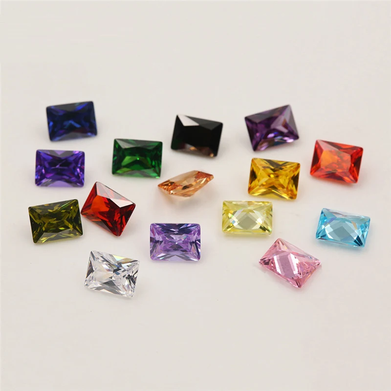 15 Colors/Lot AAAAA Rectangle Cubic Zirconia Stone 4x8~7x14mm Brilliant Cut Loose Synthetic Gems Beads For Jewelry DIY Making