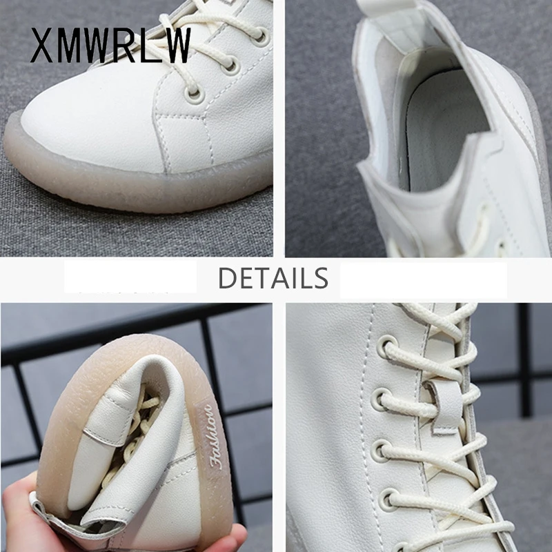 XMWRLW Women Flat Boots 2020 Autumn Winter Genuine Leather Ankle Boots For Women Autumn Shoes Casual Ladies Boot Plus Size 42