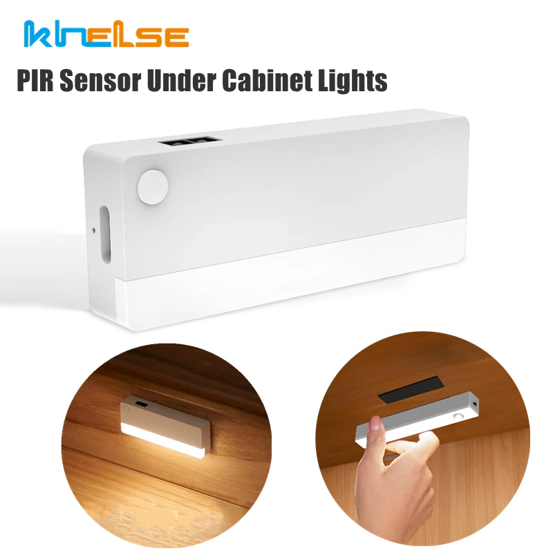 USB LED Under Cabinet Lights PIR Motion Sensor USB Rechargeable / Battery Cupboard Wardrobe Auto-sensing Car Trunk Night Light