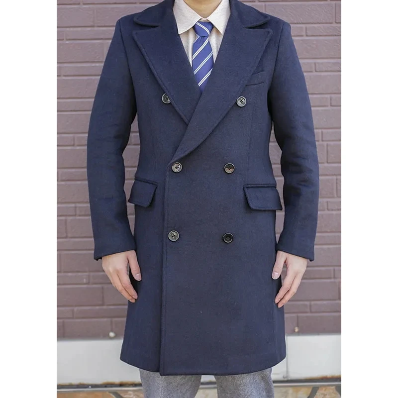 Men's autumn and winter new coat double-breasted woolen coat thick casual suit woolen jacket