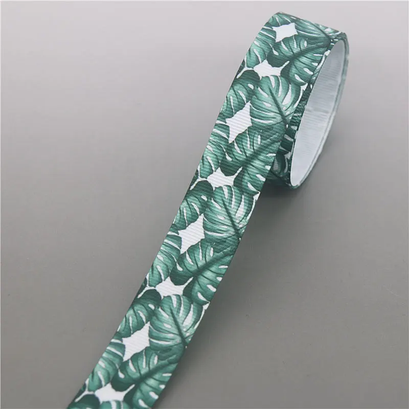 DHK 5yards cactus leaf Printed Grosgrain Ribbon Accessory Hairbow Headwear Decoration DIY Wholesale OEM C1749