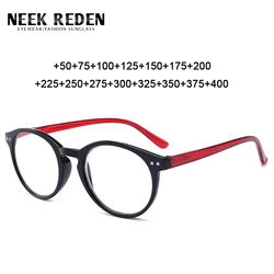 Red Black Women Reading Glasses Retro Round Men Resin Lens Presbyopic Magnifier Eyewear With Diopter +0.5 +1.25 +1.75 +2.75 +3.5