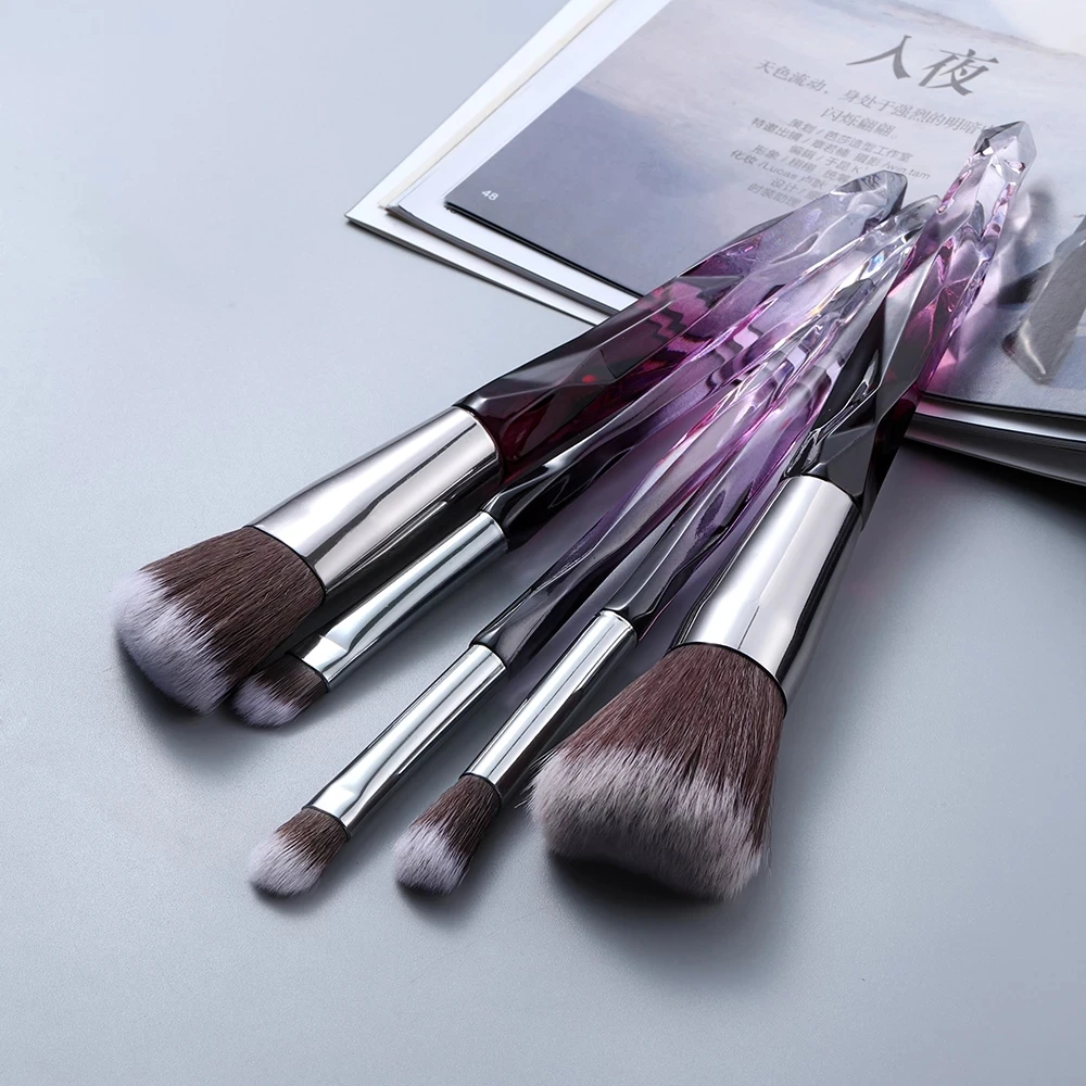 Kosmetyki-Crystal Pro Makeup Brushes Set, Kit Beleza, Pó, Rosto, Base, Sombra, Sobrancelha, Lábio, Mulher, Beleza, 5, 10Pcs