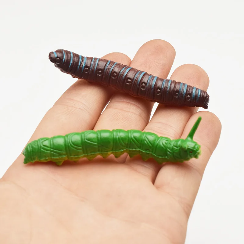 1PCS Simulation Caterpillar Cabbage Green Reptile Insect Animal Model Mischievous Tricky Scary Toy Cheap Toys for Kids