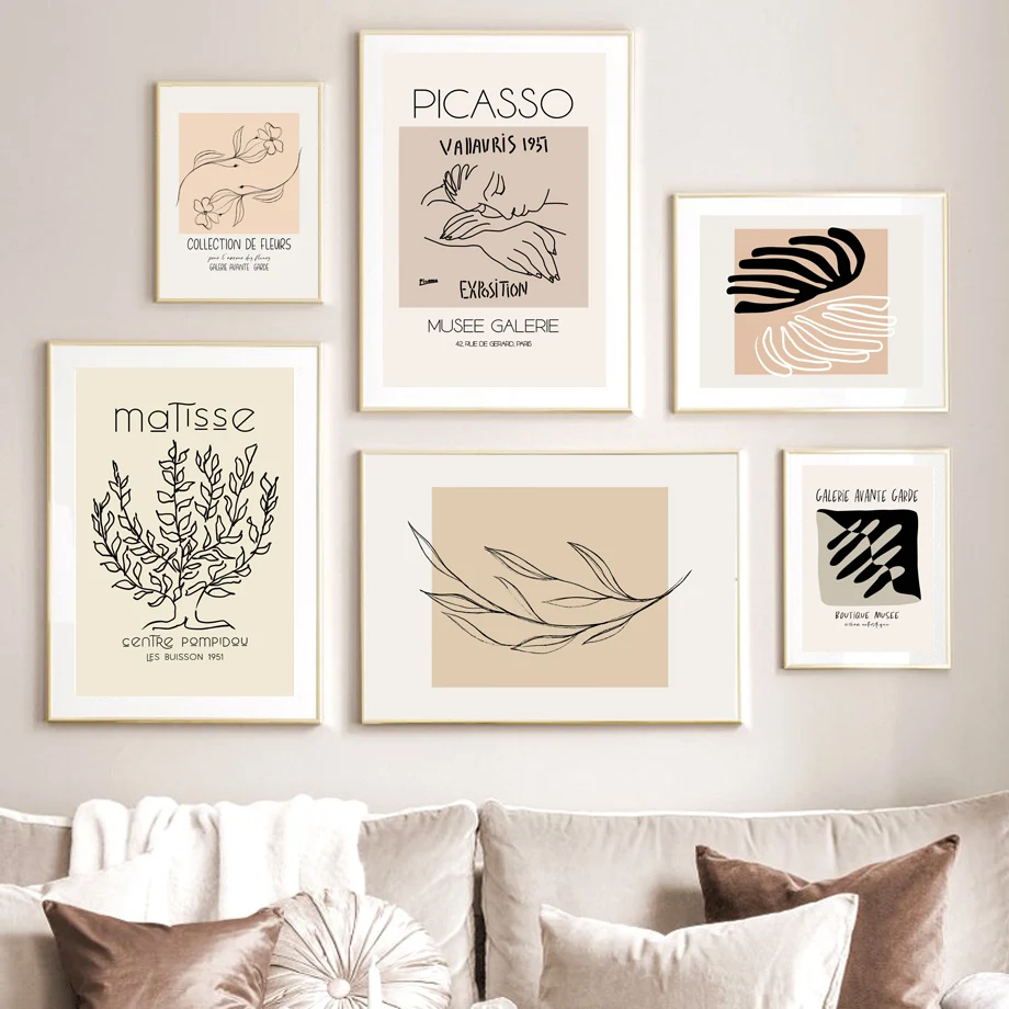 Picasso Matisse Abstract Minimalism Line Leaf Girl Nordic Poster Wall Art Print Canvas Painting Decor Pictures For Living Room