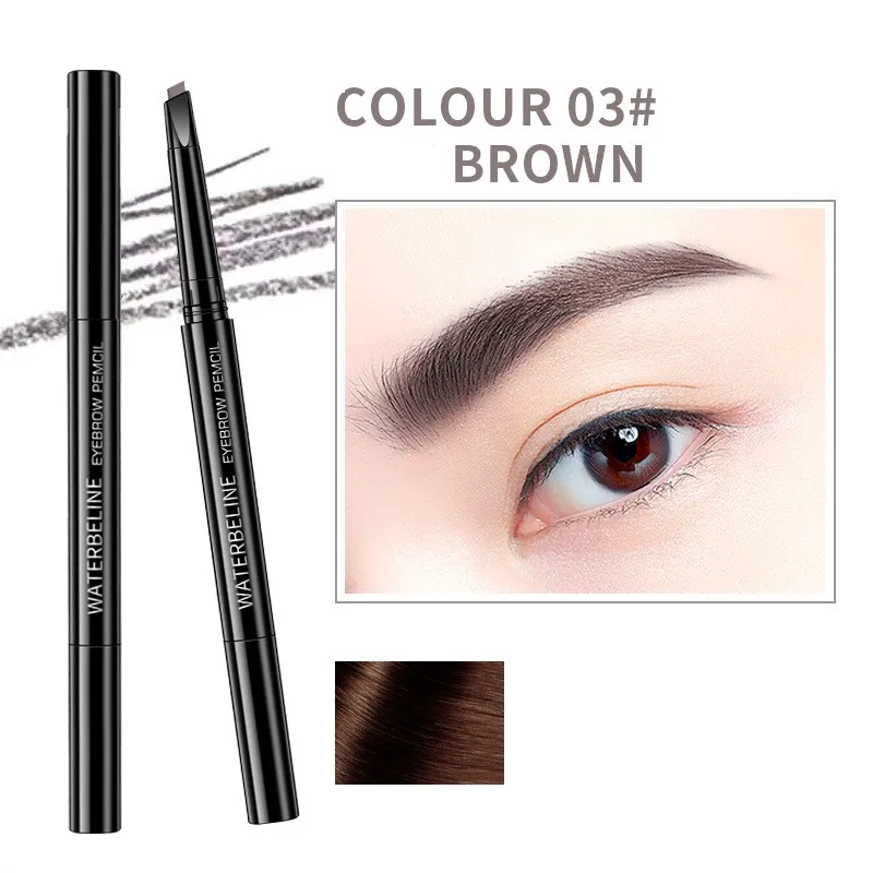 1pc Double Head Eyebrow Pencil Waterproof Ultra Fine Triangle Eye Brow Tint Pen Long Lasting Black Brown Cosmetic Makeup Tools