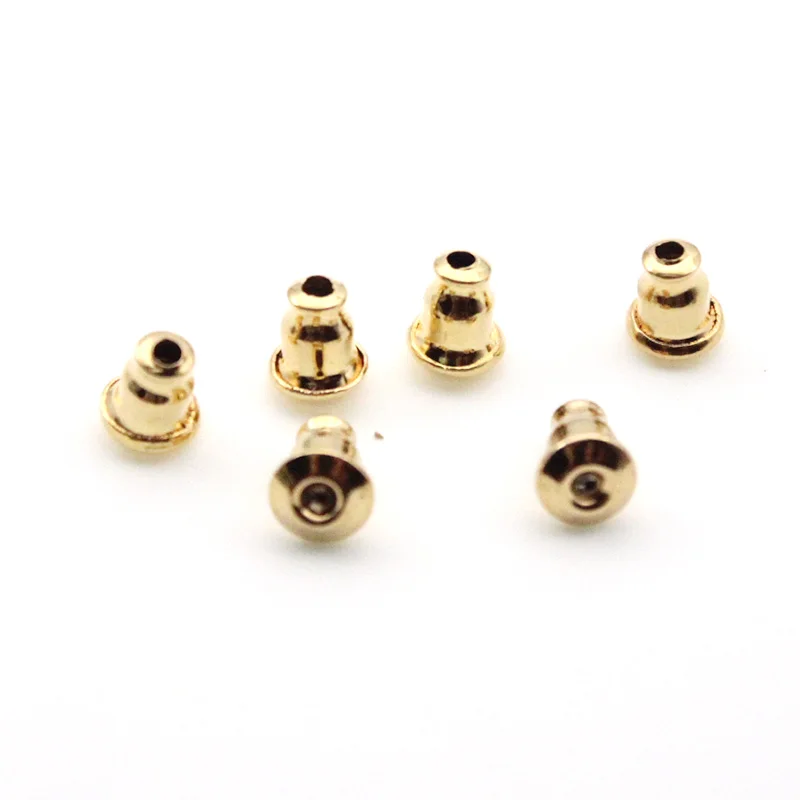 50PCS 5x6mm Surgical Stainless Steel Bullet Earring Backs Rose Gold Plated Earring Nuts Stopper for DIY Jewelry Making Findings