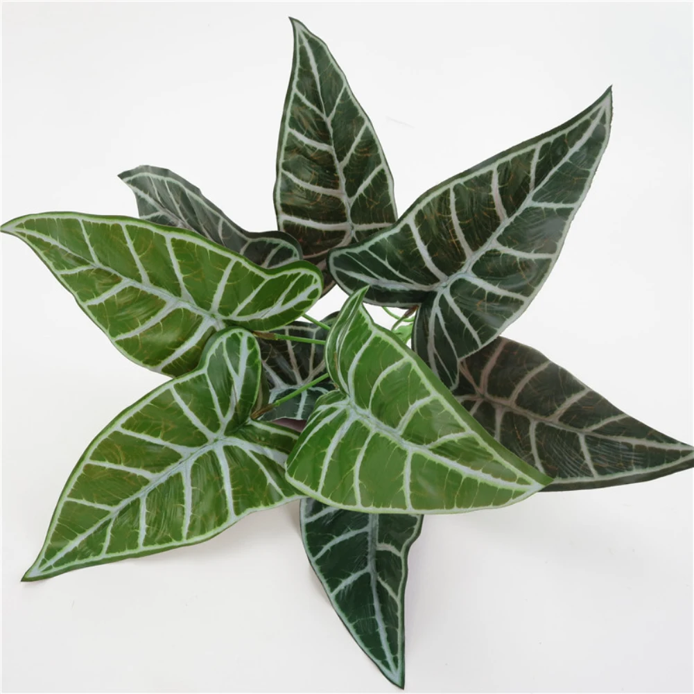 1Pc Lifelike Artificial Alocasia zebra-Stripe  Leaves Fake Plant  for Home Hotel Cafe Office Party Photography Festival Decor