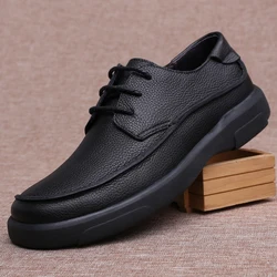 Brand Men Casual Genuine Leather Shoes Thick Soft Bottom Wear-Resistant Business Shoes Breathable Handmade Comfortable Flats