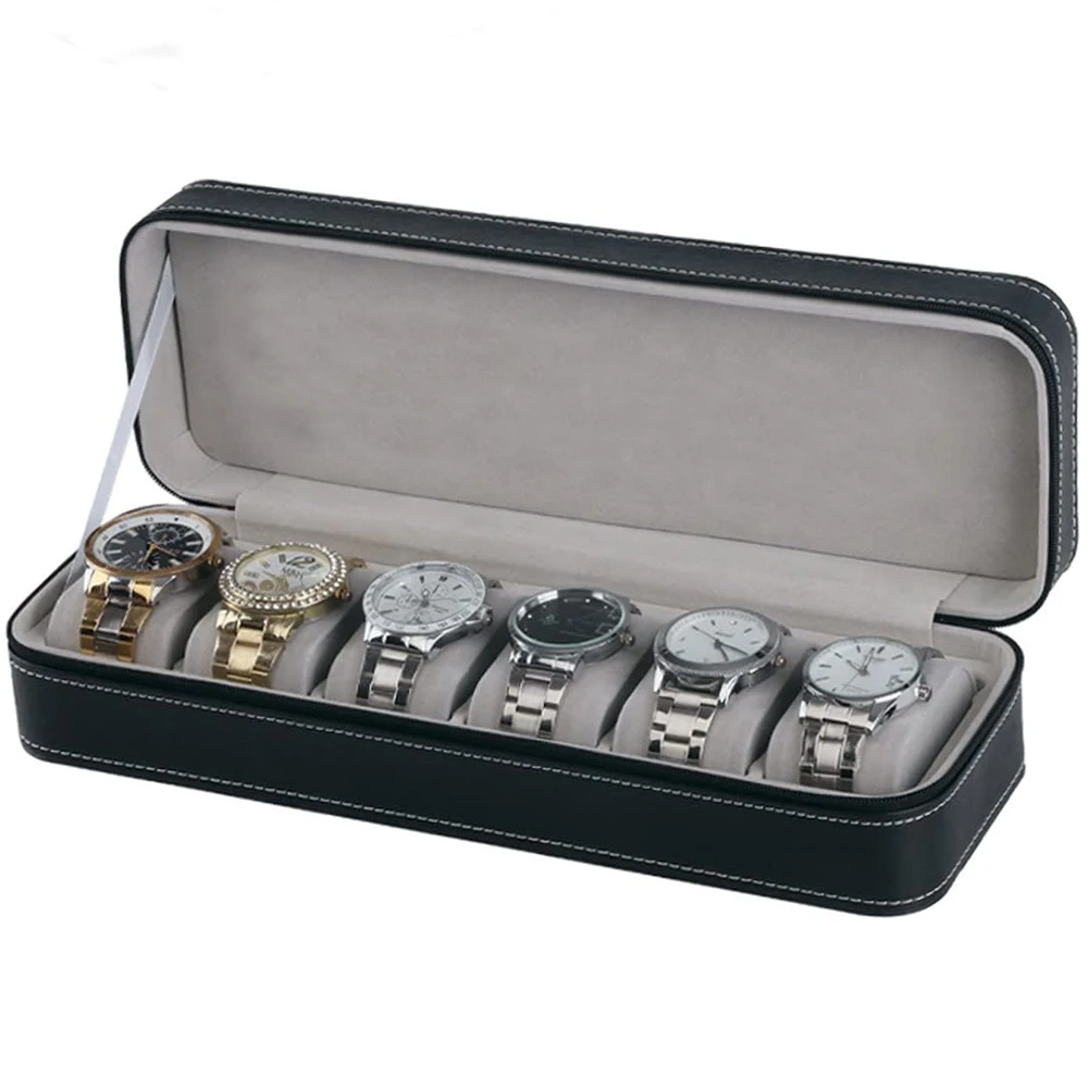 6/10/12 Slot Watch Box Portable Travel Zipper Case Collector Storage Jewelry Storage Box