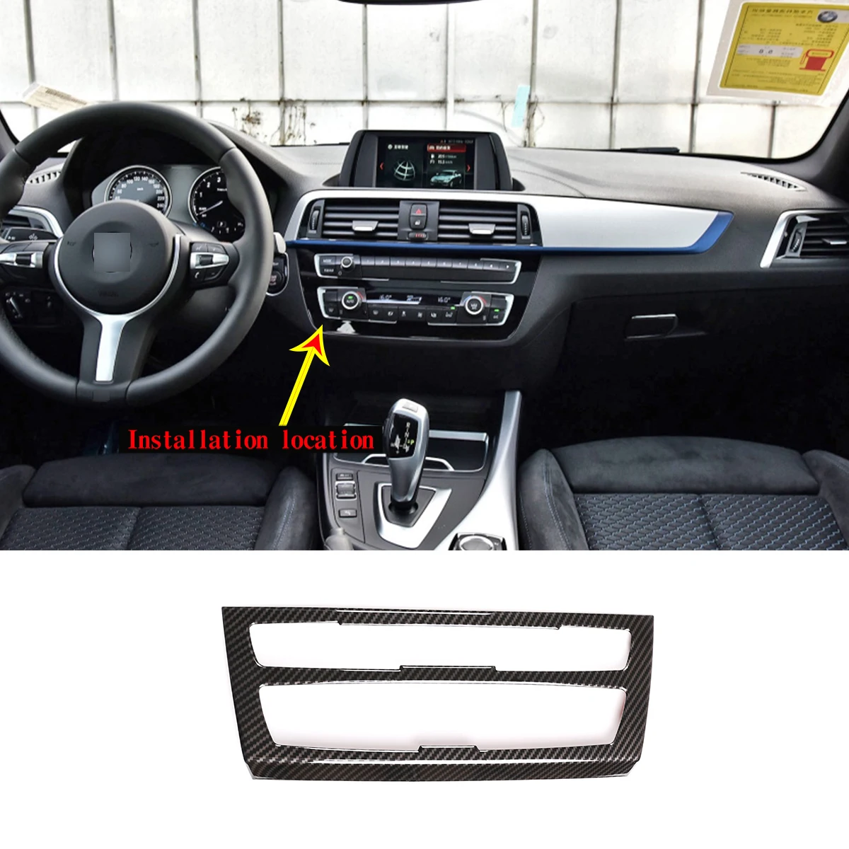 For BMW 1/2 Series 12-18 ABS Car Interior Trim Center Control Air Conditon Mode Button Frame Cover Carbon Fiber & Chrome Casing