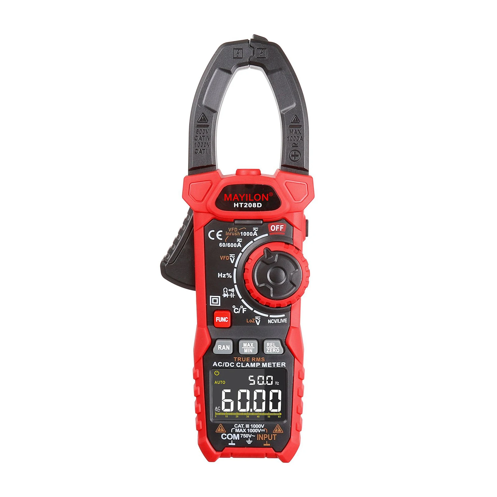 HT208D/HT208A Digital AC DC Current Clamp Meter True RMS Pliers Ammeter Multimeter Resistance Frequency Tester Ammeter Clamp