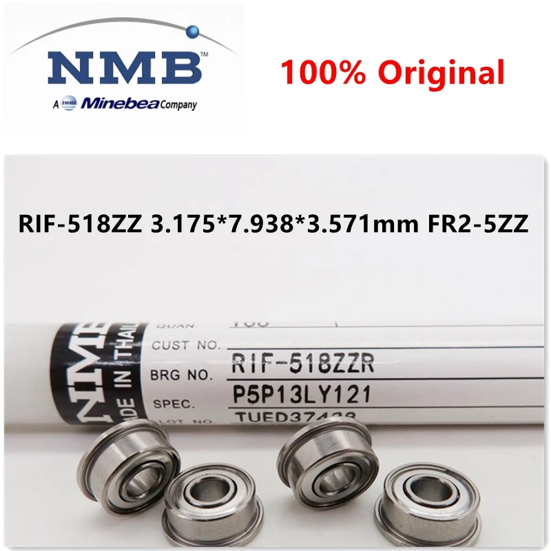 Original NMB high speed flange bearing RIF-518ZZ 3.175*7.938*3.571mm FR2-5ZZ inch precision miniature ball bearings 518