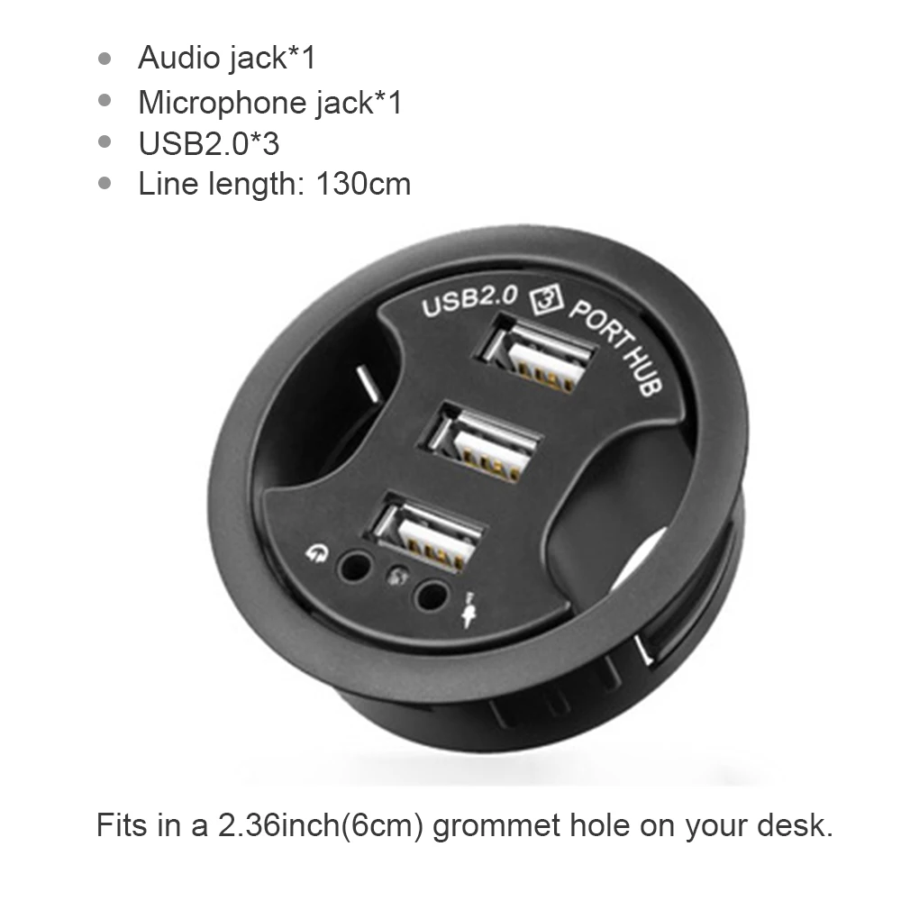 USB HUB USB3.0 Mount In Desk Multi USB 2.0 Ports With SD/TF Headphone/Mircophone Type C Port Usb Hub With Power Adapter 5V 2A