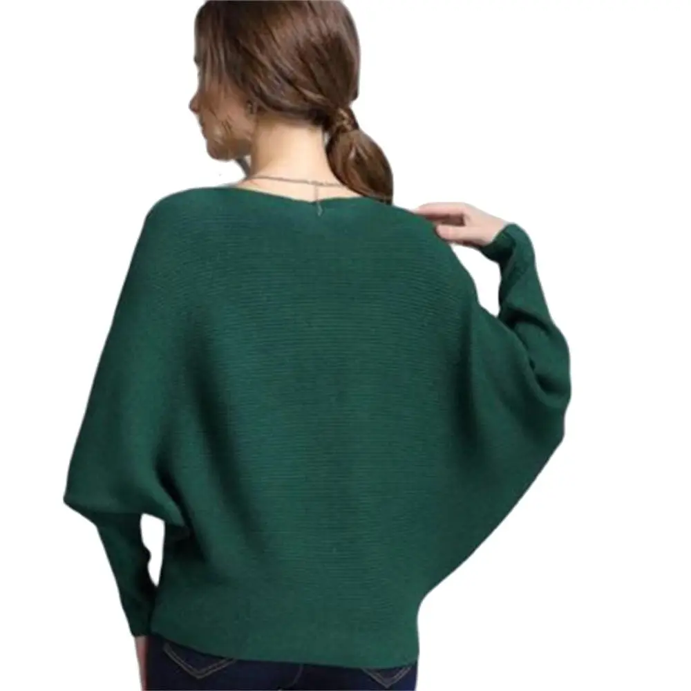 Fall Sweatershirt Women Slash Neck Knitted Winter Sweaters Tops Female Batwing Cashmere Casual Pullovers Jumper Pull Femme 2024