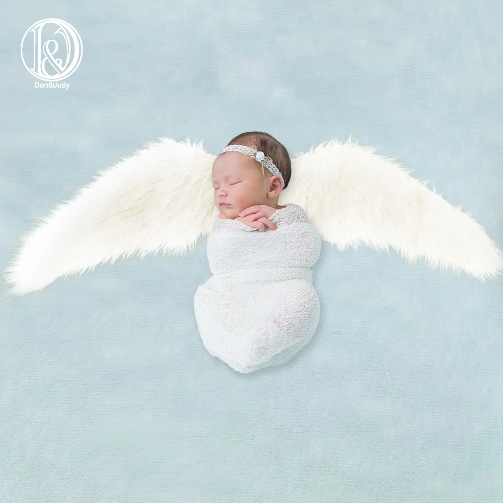 D & J 2023 New Angel Wings coperta fotografia puntelli Faux Fur Stuffer coperta sfondo Baby Photo coperta morbida Studio neonato