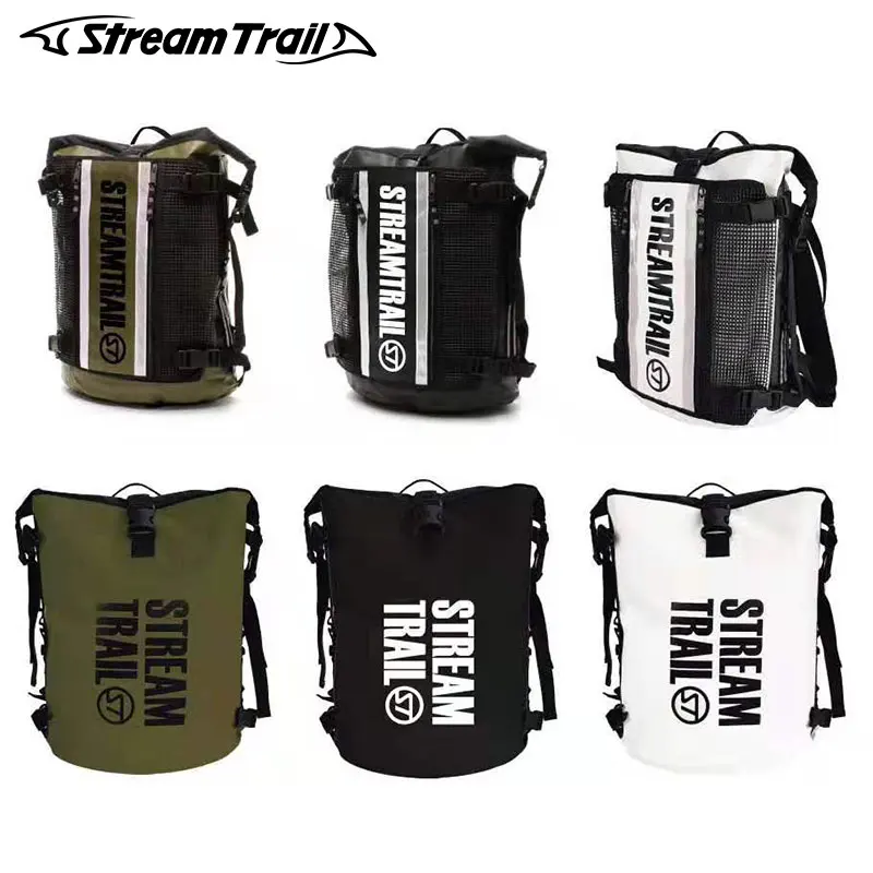 StreamTrail Waterproof Outdoor Roadster D2 30L Backpack Wet Dry Separation Bag Heavy Duty Roll-Top Closure Padded Back