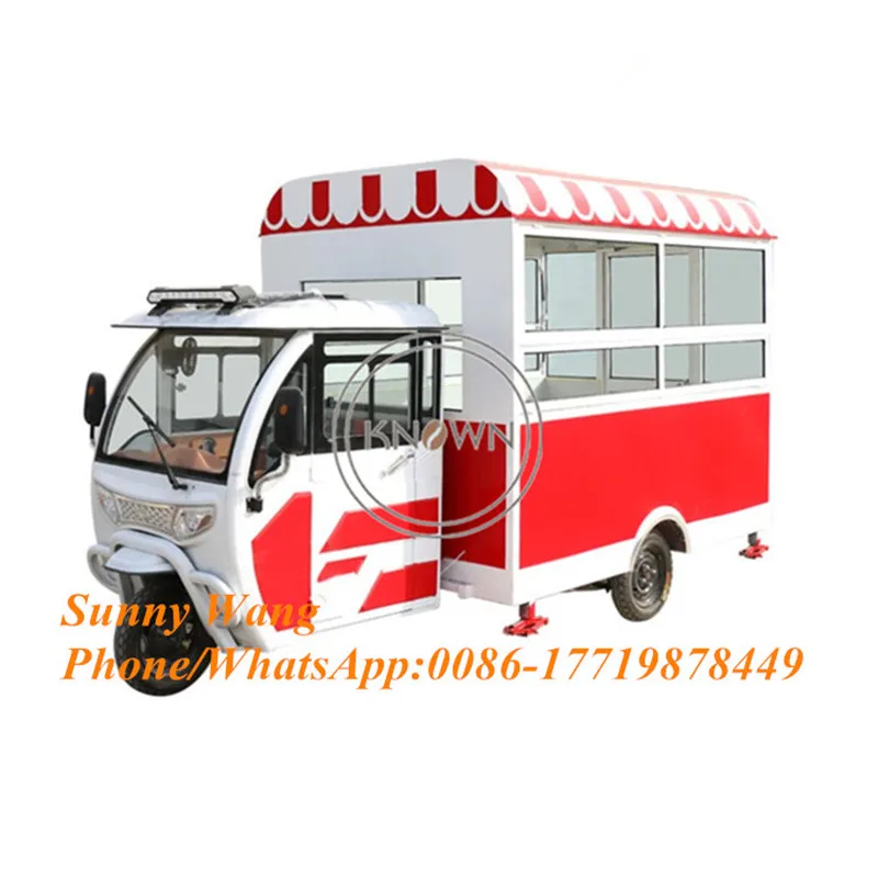 Trendy Food Truck Mobile Kitchen Gas Adult Electric Tricycle Coffee Ice Cream Hot Dog Food Cart for Sale Vending Kiosk