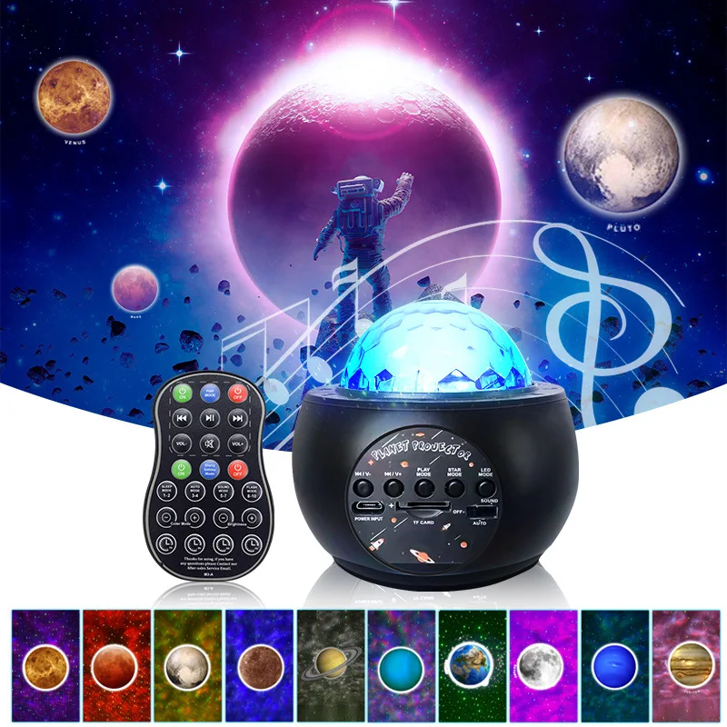 Upgrade Planet Project Proyektor Lampu Bintang Remote Control Bluetooth LED Proyektor Star Starry Galaxy Speaker Musik Lampu Dewasa