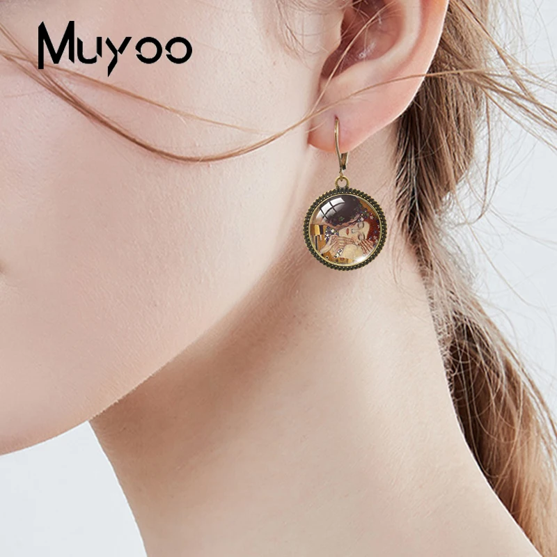 2019 New Polish Folk Pattern Dangle Earring Geometric Art Vintage Earring Glass Dome Jewelry