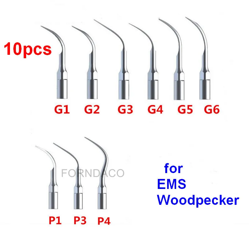 

10pcs G1 G2 G3 G4 G5 G6 P1 P3 P4 dental scaler tips ultrasonic tip dentist for EMS & Woodpecker