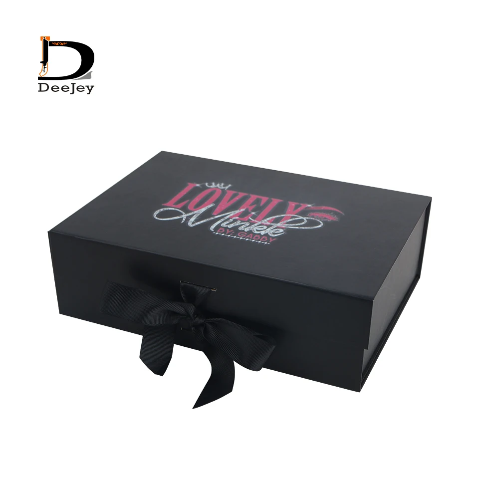 Custom wig packaging paper boxes with ribbon tie