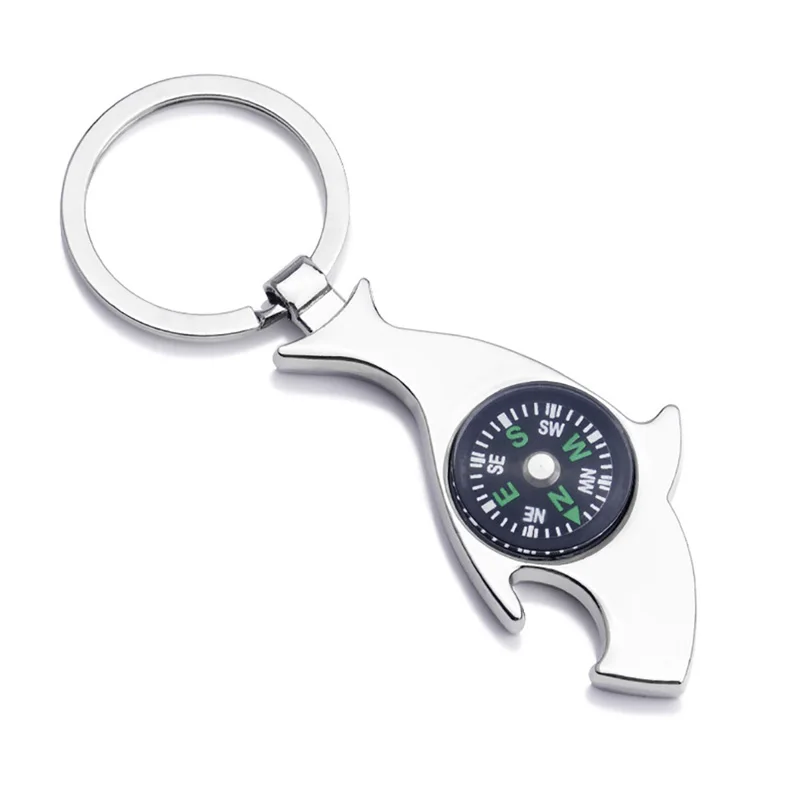 Creative Keychain Shark Beer Bottle Opener Silver Color Key Ring Metal Wearable Outdoor Key Chain Men Unique Gift Bag Pendant