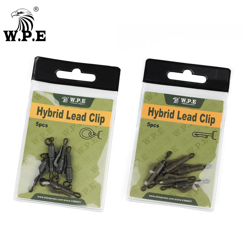 W.P.E 5pcs Hybird Lead Clip Carp Fishing Accessories Hook Link Quick Change Swivel Connector Rubber Rig Fishing Tackle Pesca