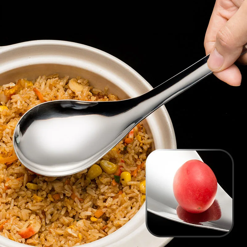 

304 Stainless Steel Large Rice Spoon Multipurpose Kitchen Long Handle Spoon For Serving Cooking Utensil Kitchen Tool