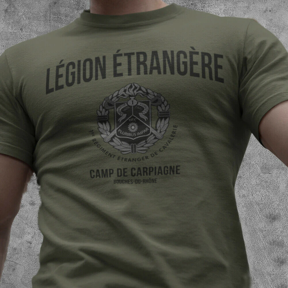 French Foreign Legion Motto 1 Cavalry Regiment Emblem T-Shirt. Summer Cotton Short Sleeve O-Neck Mens T Shirt New S-3XL