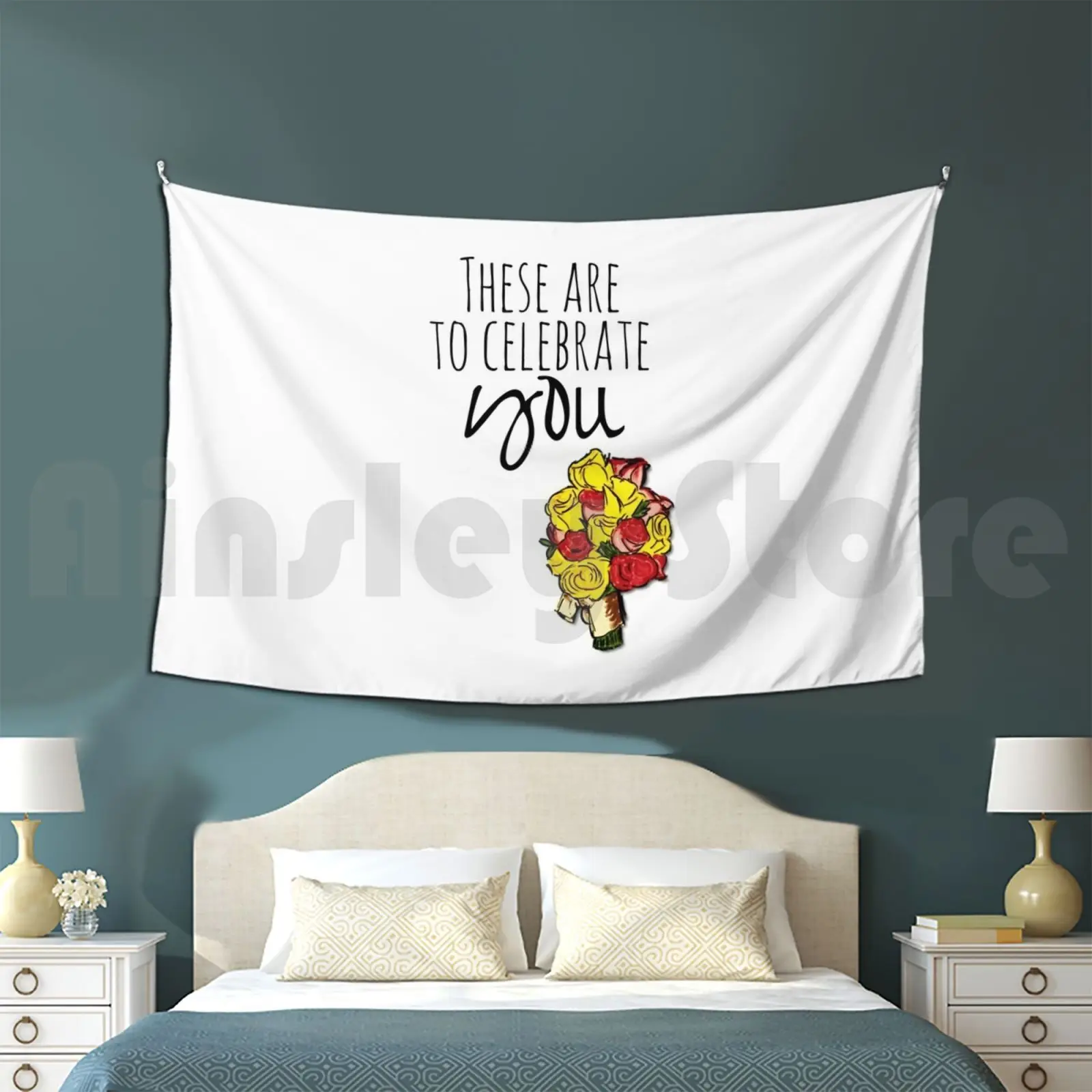 Celebrate You Customized Tapestry Klaine Glee Kurt Hummel Blaine Anderson Typography Roses Quote