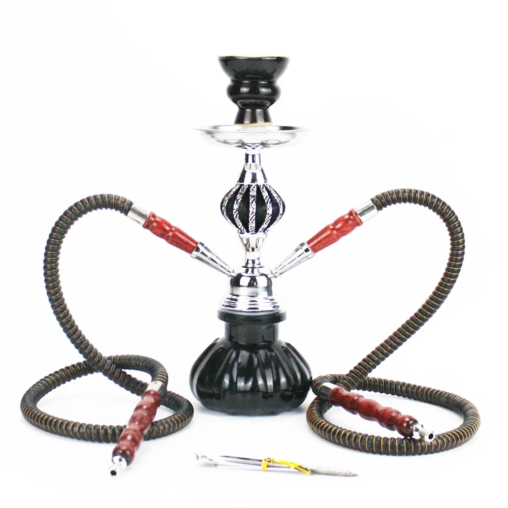 Glass Traditional Hookah Set with 2 Hose Ceramic Bowl Metal Charcoal Tongs Nargile Sheesha Chicha Cachimbas Classics Shisha