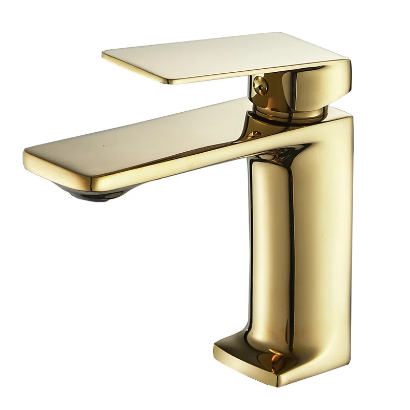 

Gold Basin Faucet for Bathroom Sink, Brass Sink Mixer,Hot and Cold, Single Handle, Deck Mounted Lavatory Crane, Water Tap,Chrome