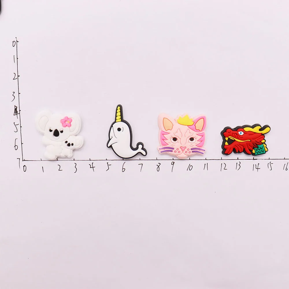 1PCS PVC Cartoon Shoe Charms Cat Fox Lion Dog Tiger Sheep Rabbit Dragon Horse Koala Slipper Accessories Sandals Shoes Decoration