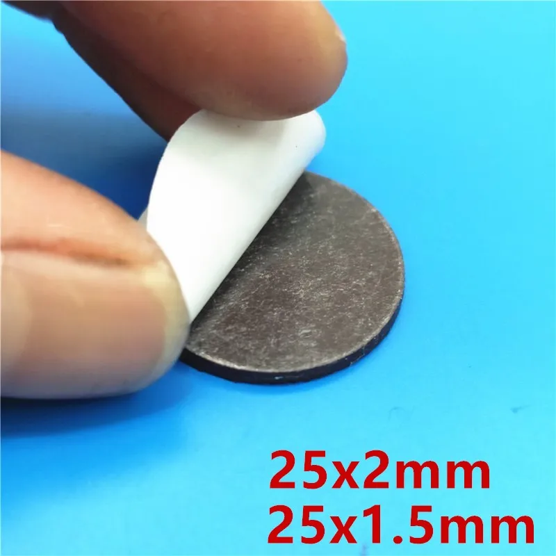 25mm x 2mm 1.5mm Self Adhesive Round Flexible Magnet Dots for DIY Crafts Home Office Warehouse Hanging Organizing Light Objects