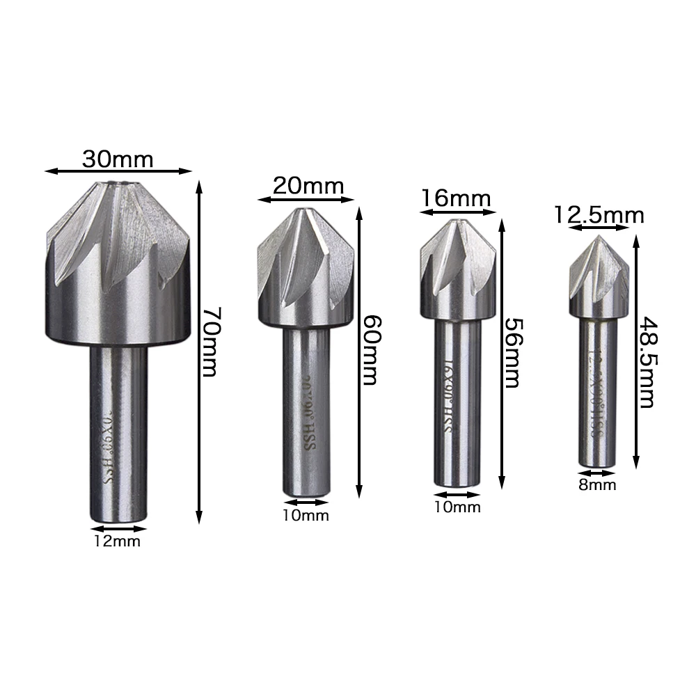 6-50mm HSS 6/8 Flute 90 Degree Chamfer Countersink Drill Bits Tools (6/8/10/12.5/14/16/18/20/22/25/30/32/35/40/45/50mm)