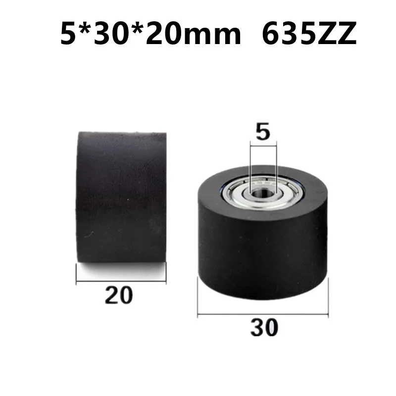 

10pcs/50pcs 5*30*20mm 635ZZ Bearing PU Polyurethane Soft Rubber Roller Low Noise Guide Wheel Flat Pulley Conveyor Belt