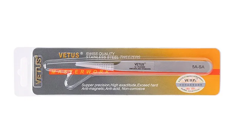 VETUS SA-Serie, hochpräzise, antimagnetische Anti-Säure-Pinzette aus Edelstahl, Pro-Werkzeug für die Wimpernverlängerung – Detail 7