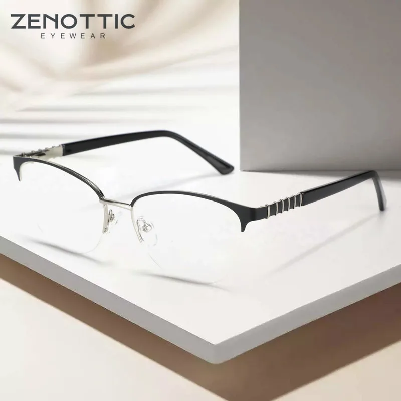 Zenottic-男性と女性のための超軽量合金処方メガネ,近視のための正方形のフレームを備えた超軽量チタン合金処方メガネ,ビジネススタイルの光学メガネ